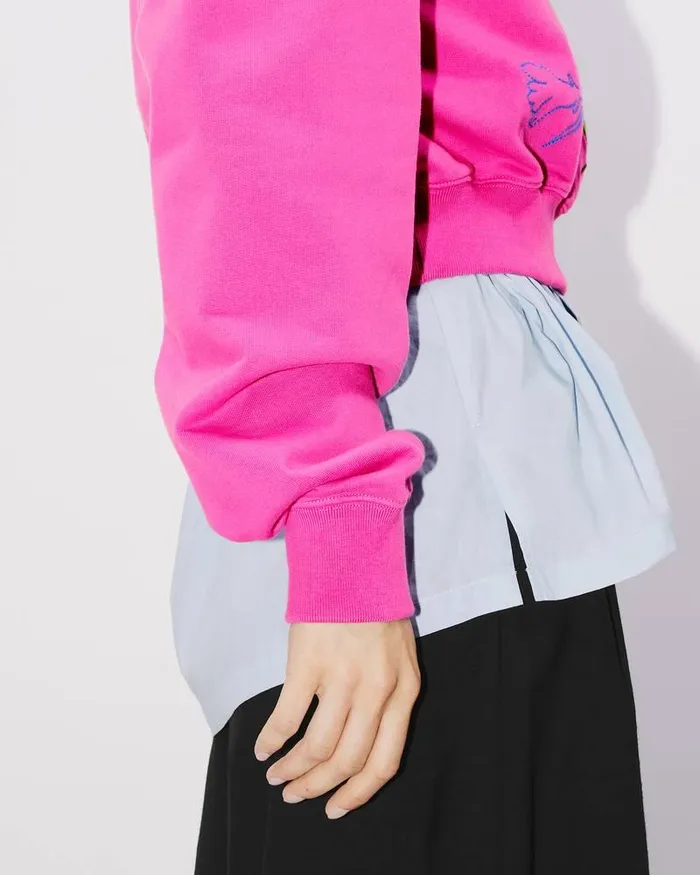 Kenzo Sweatshirts And Hoodies Women Drawn Flowers039 Embroidered Sweatshirt Deep Fuschia