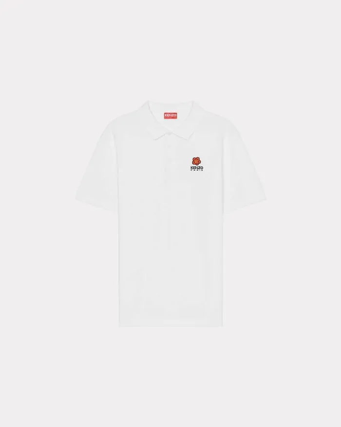 Kenzo TShirts And Polos Men 039Boke Flower039 Embroidered Polo Shirt White