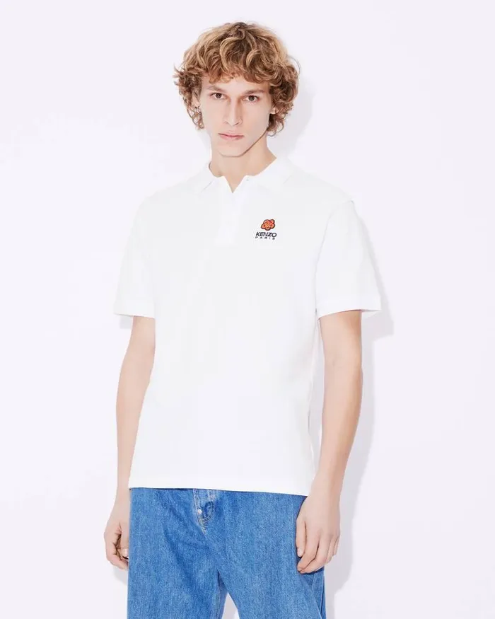 Kenzo TShirts And Polos Men 039Boke Flower039 Embroidered Polo Shirt White