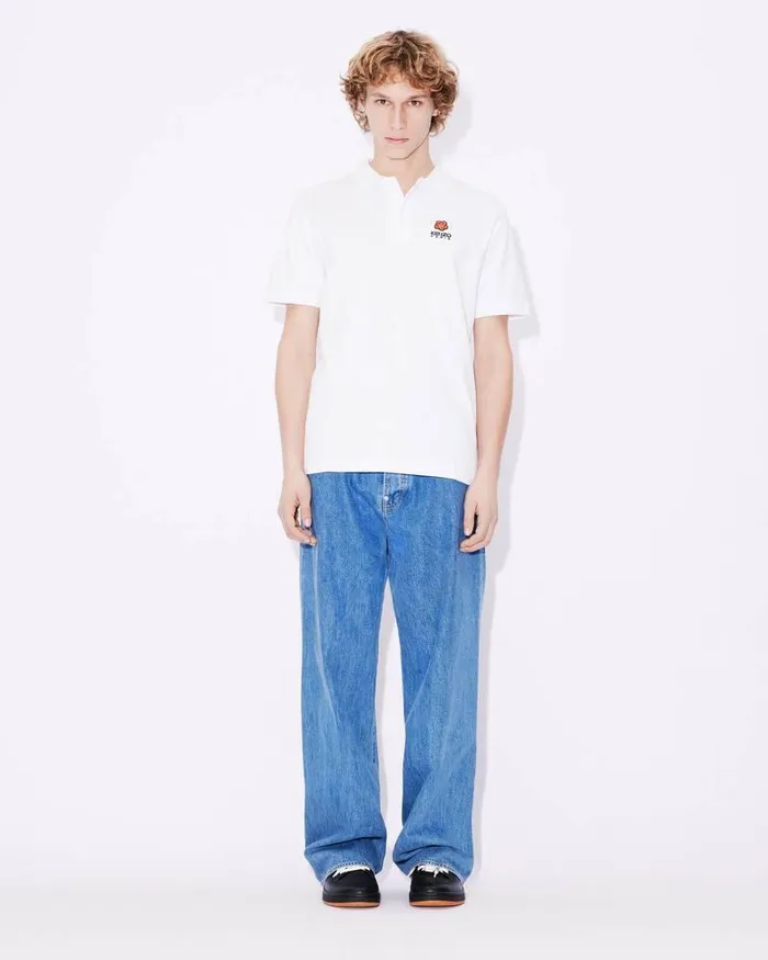 Kenzo TShirts And Polos Men 039Boke Flower039 Embroidered Polo Shirt White