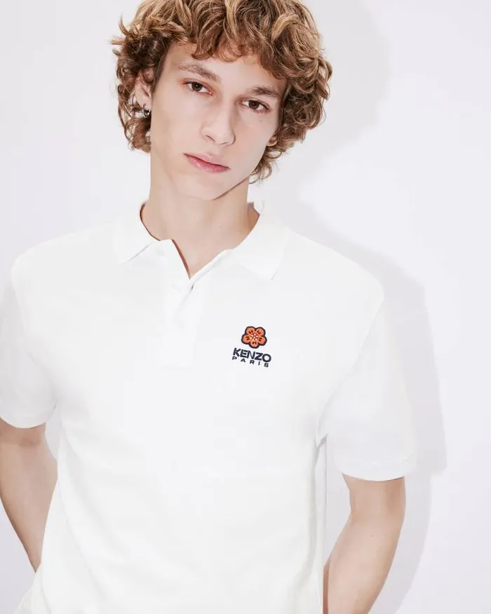 Kenzo TShirts And Polos Men 039Boke Flower039 Embroidered Polo Shirt White