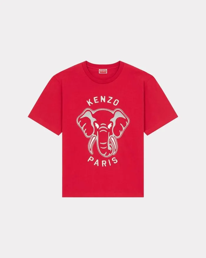 Kenzo TShirts And Polos Men Elephant039 Oversized Embroidered Tshirt Cherry
