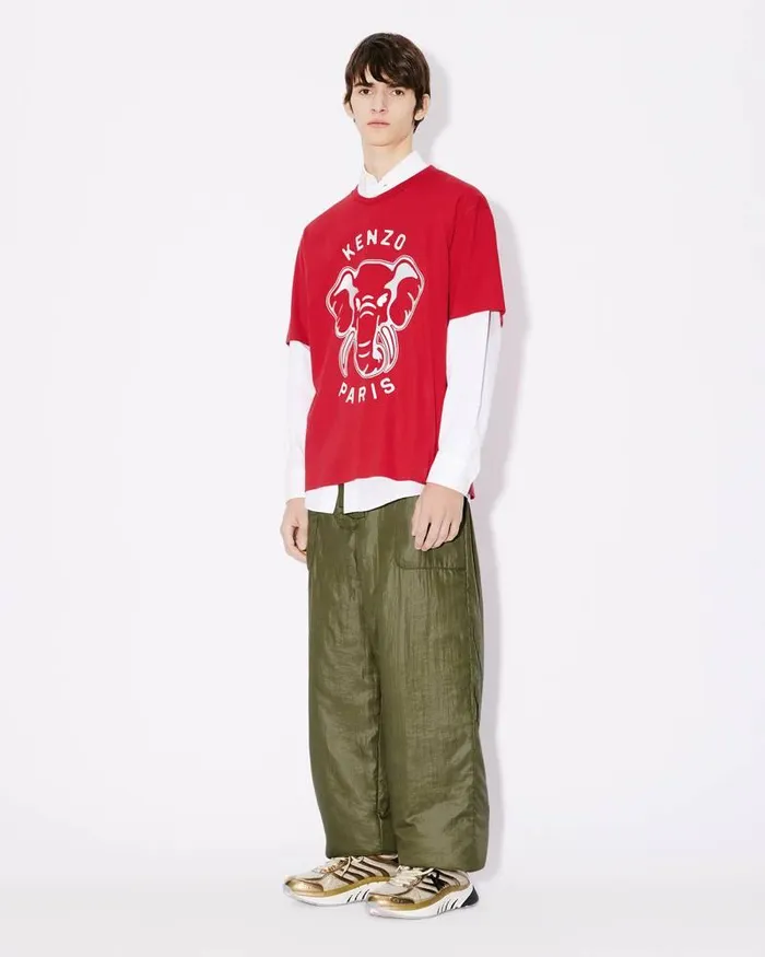 Kenzo TShirts And Polos Men Elephant039 Oversized Embroidered Tshirt Cherry