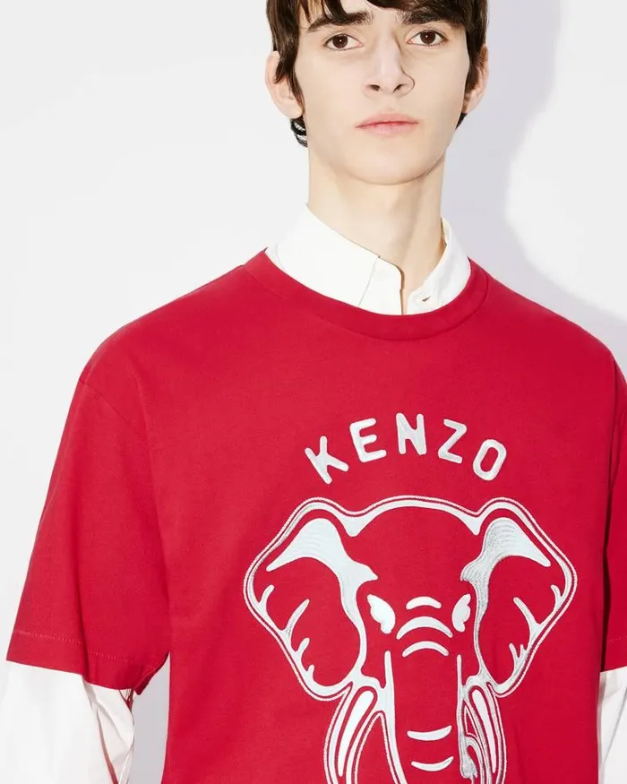 Kenzo TShirts And Polos Men Elephant039 Oversized Embroidered Tshirt Cherry