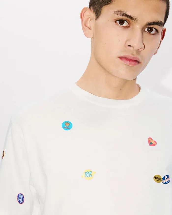 Kenzo TShirts And Polos Men Fruit Stickers039 Classic Tshirt Off White