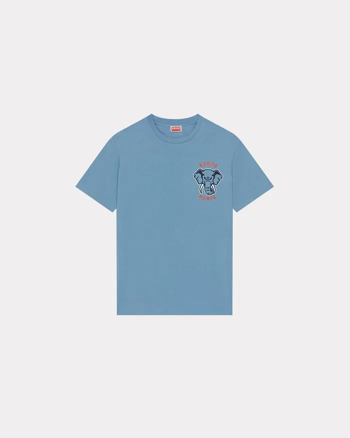 Kenzo TShirts And Polos Men Varsity Jungle039 Elephant Tshirt Cyan