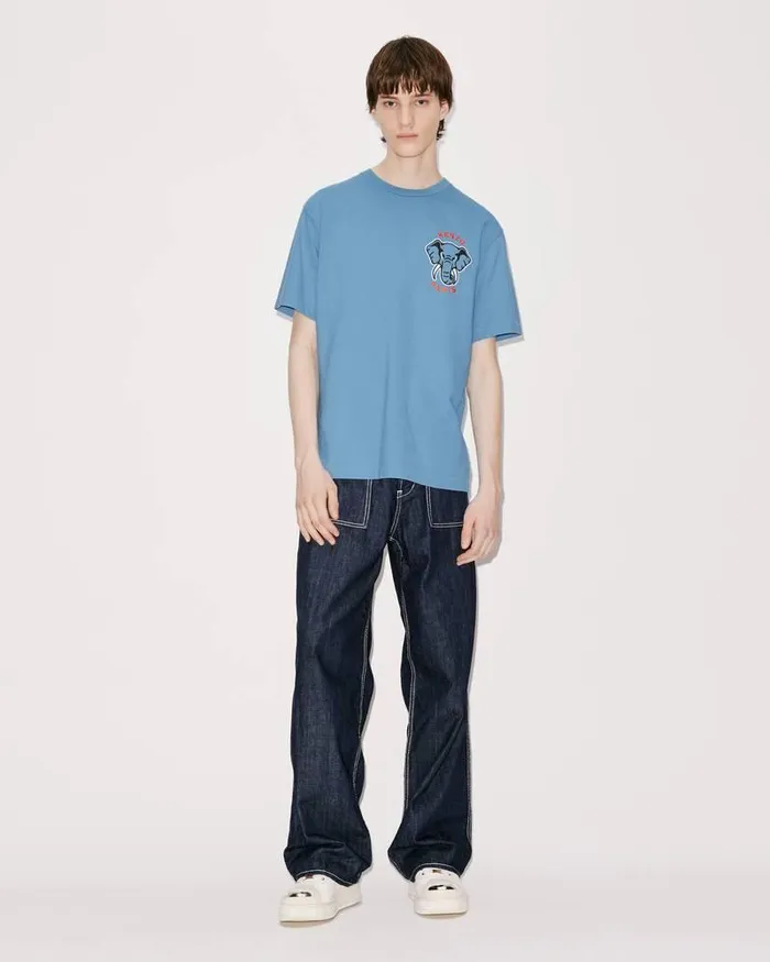 Kenzo TShirts And Polos Men Varsity Jungle039 Elephant Tshirt Cyan