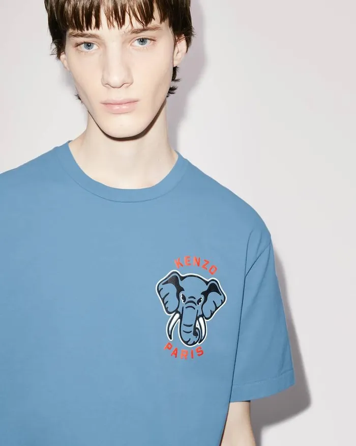 Kenzo TShirts And Polos Men Varsity Jungle039 Elephant Tshirt Cyan