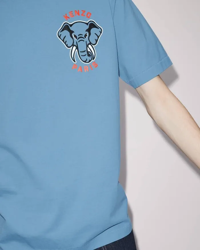 Kenzo TShirts And Polos Men Varsity Jungle039 Elephant Tshirt Cyan