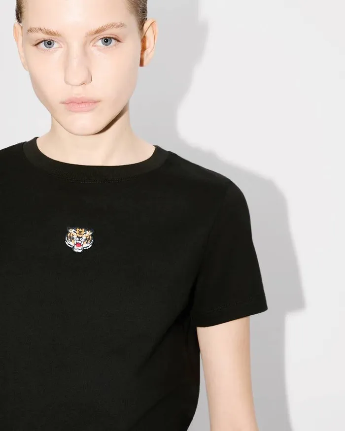 Kenzo TShirts And Polos Women 039Lucky Tiger039 Embroidered Classic Tshirt Black