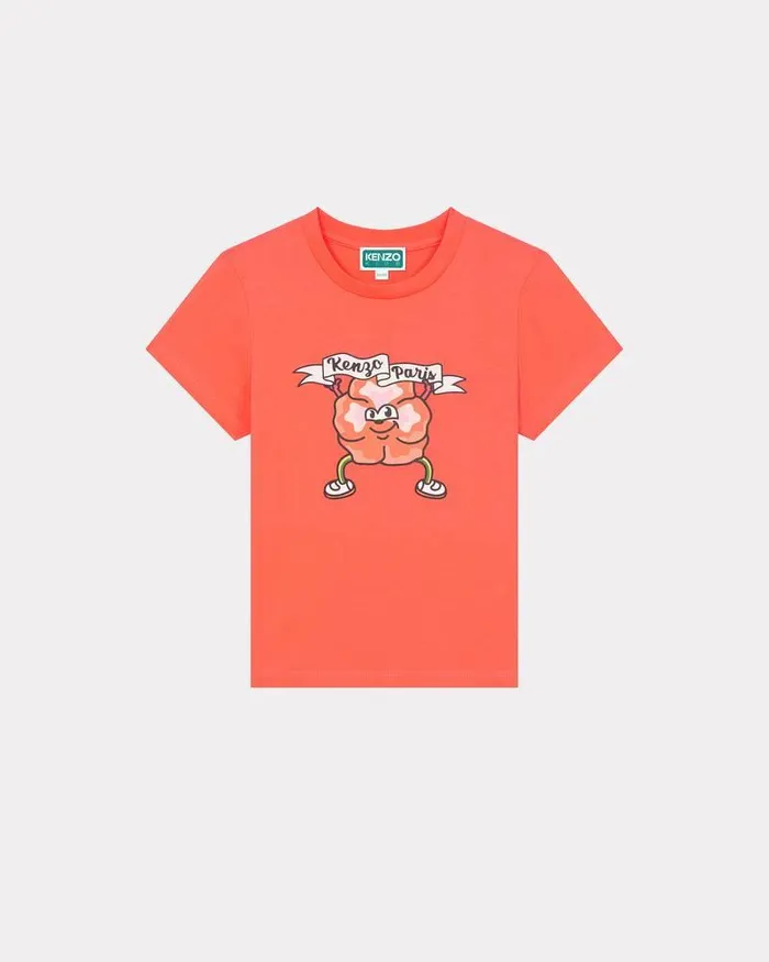 Kenzo TShirts And Sweatshirts Kids Flower039 Printed Cotton Tshirt Poppy
