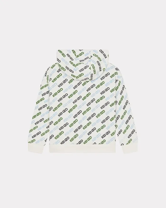 Kenzo TShirts And Sweatshirts Kids Printed Hoodie Off White