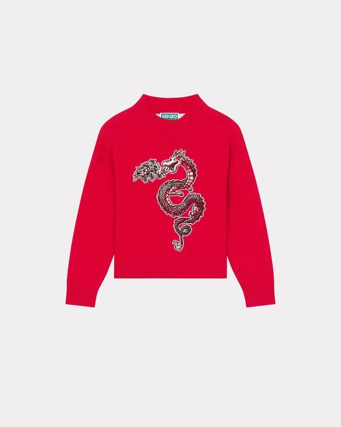Kenzo TShirts And Sweatshirts Kids Year Of The Dragon039 Cotton Knitted Jumper Medium Red