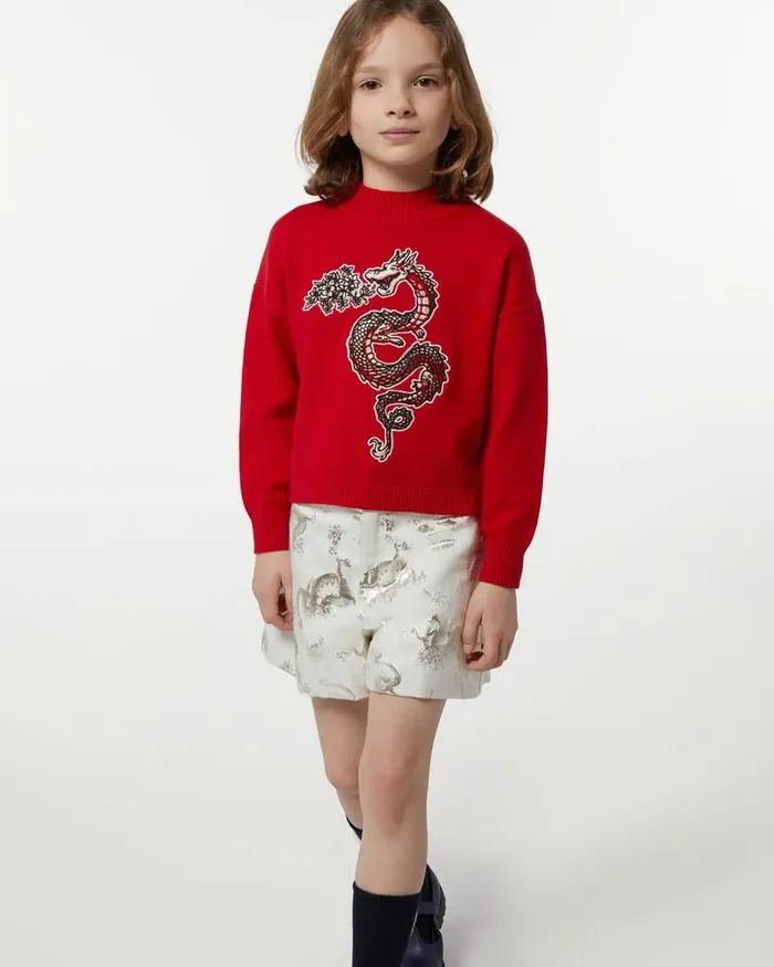 Kenzo TShirts And Sweatshirts Kids Year Of The Dragon039 Cotton Knitted Jumper Medium Red