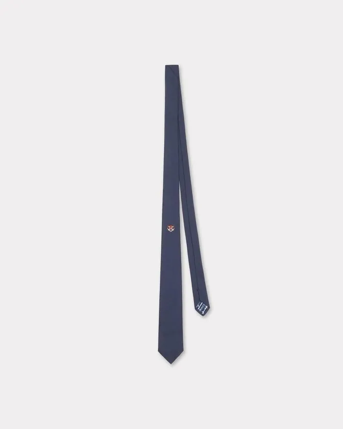 Kenzo Ties MenWomen Stamp039 Silk Tie Midnight Blue