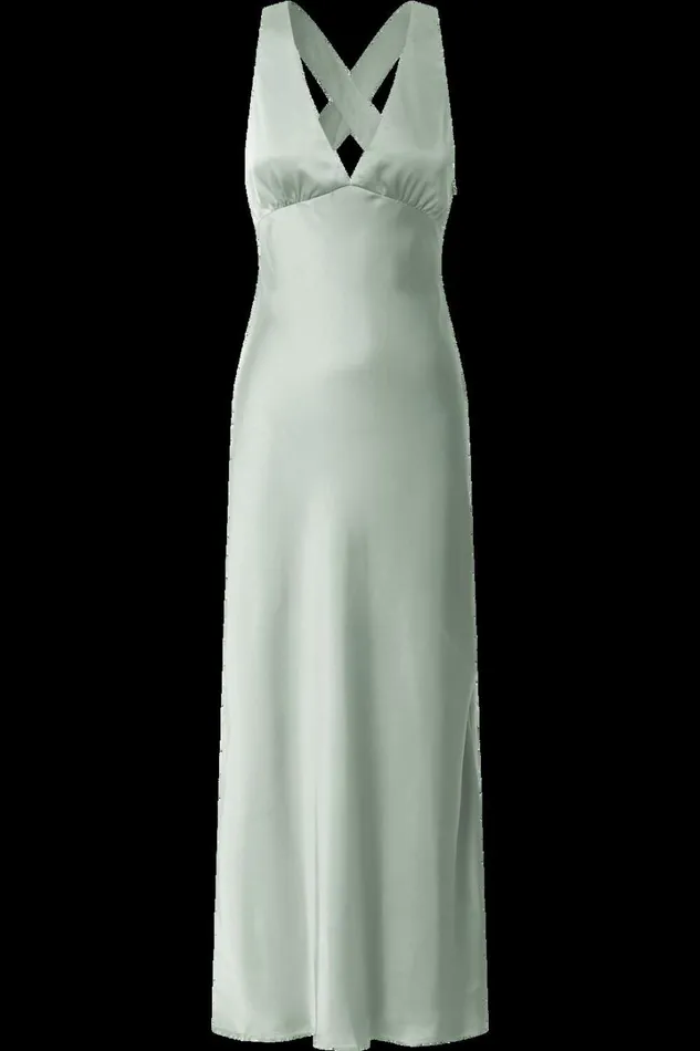 Khalani Midi Dress 8211 Deep V Neck Satin Slip Dress In Sage Women Showpo Curve Clothes