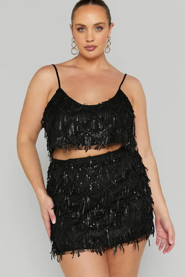 Khrizza Mini Skirt 8211 Sequin Diamond Mesh Skirt In Black Women Showpo Skirts