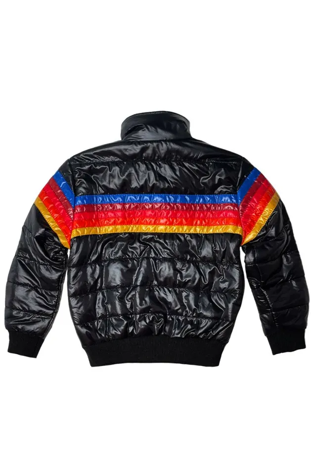 Kids 5 STRIPE KIDS TRAVELER JACKET 8211 BLACK GLOSSY Aviator Nation Kids 5 STRIPE KIDS TRAVELER JACKET 8211 BLACK GLOSSY Aviator Nation