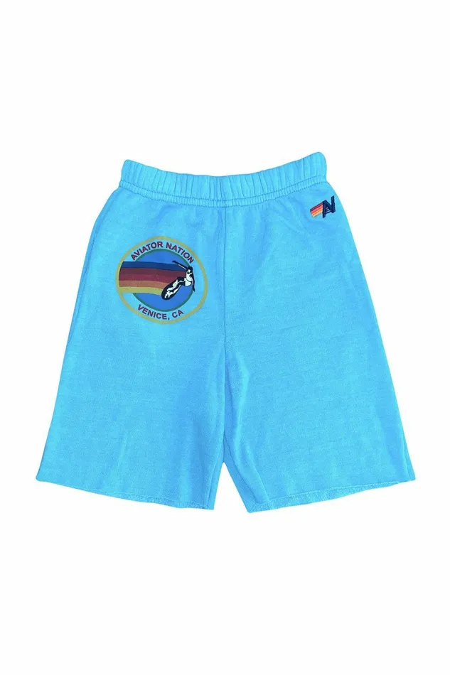 Kids AVIATOR NATION MANHATTAN BEACH KIDS SWEATSHORTS 8211 NEON BLUE Aviator Nation