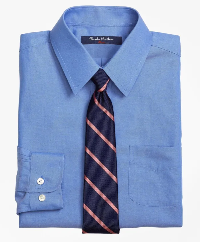 Kids Boys NonIron Supima Pinpoint Cotton Dress Shirt French Blue Brooks Brothers Shirts