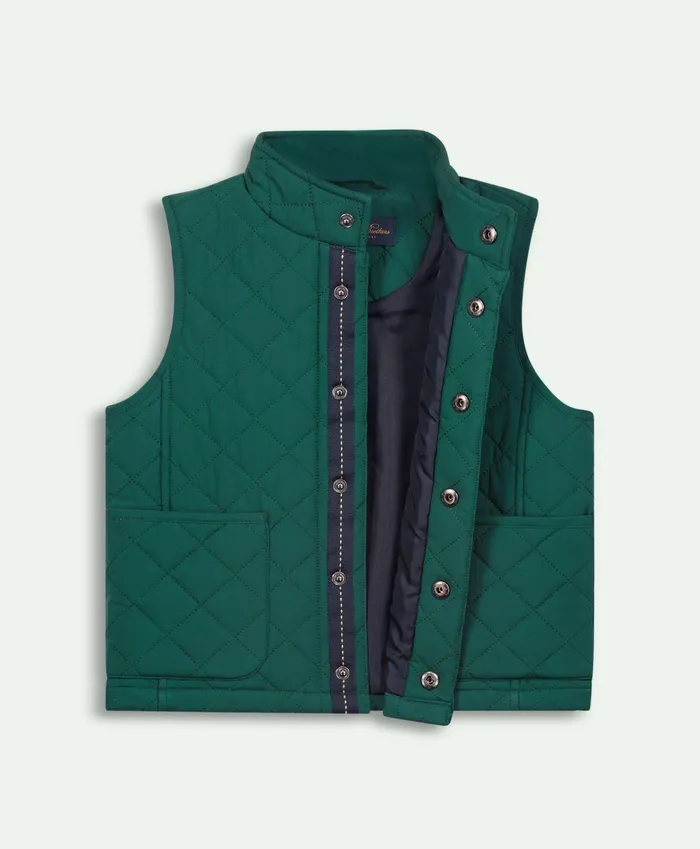 Kids Boys Quilted Vest Green Brooks Brothers Coats and Jackets
