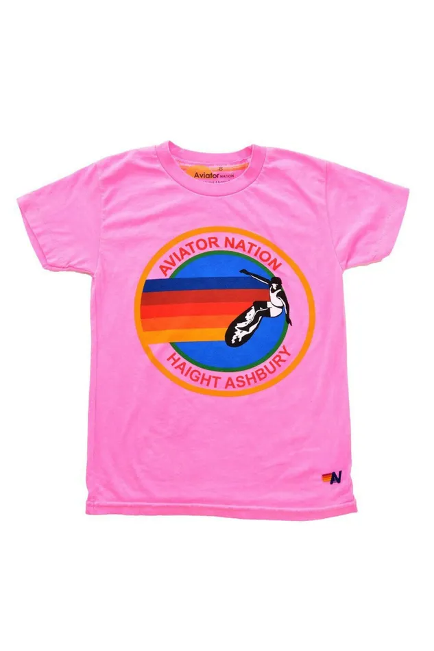 Kids KID039S AVIATOR NATION HAIGHT ASHBURY TEE 8211 NEON PINK Aviator Nation