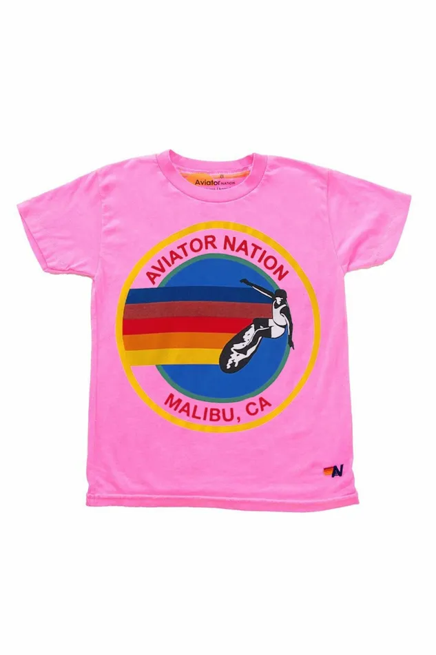 Kids KID039S AVIATOR NATION MALIBU TEE 8211 NEON PINK Aviator Nation
