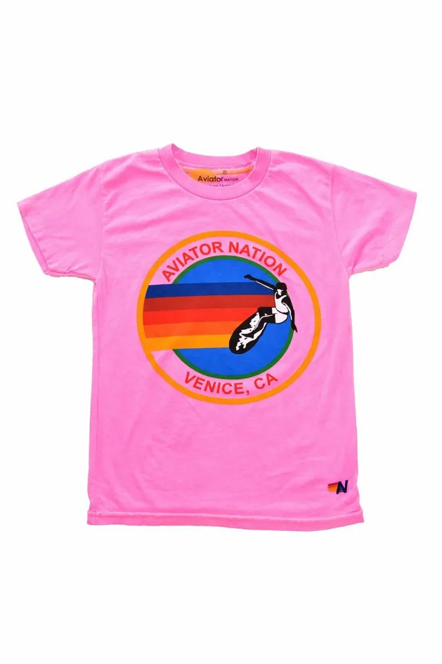 Kids KID039S AVIATOR NATION MANHATTAN BEACH TEE 8211 NEON PINK Aviator Nation