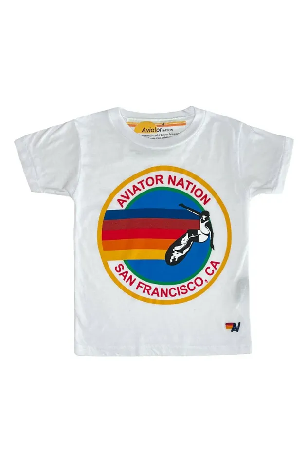 Kids KID039S AVIATOR NATION SAN FRANCISCO TEE 8211 WHITE Aviator Nation