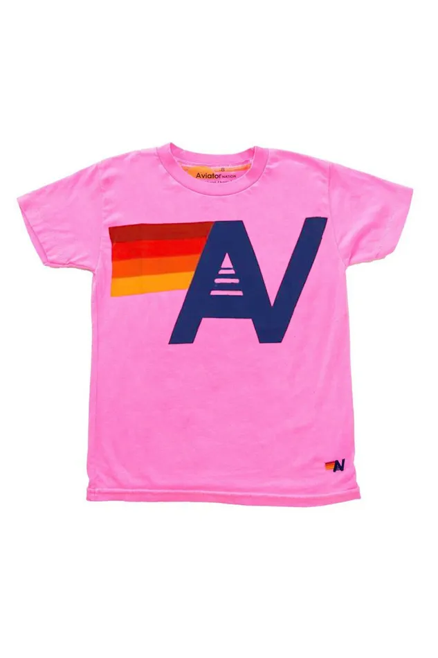 Kids KID039S LOGO TEE 8211 NEON PINK Aviator Nation