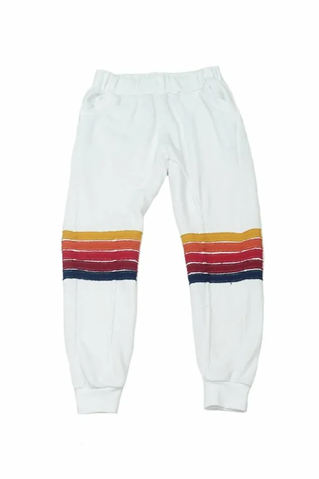 Kids KID039S MOTO STRIPE SWEATPANTS 8211 WHITE RED STRIPES Aviator Nation