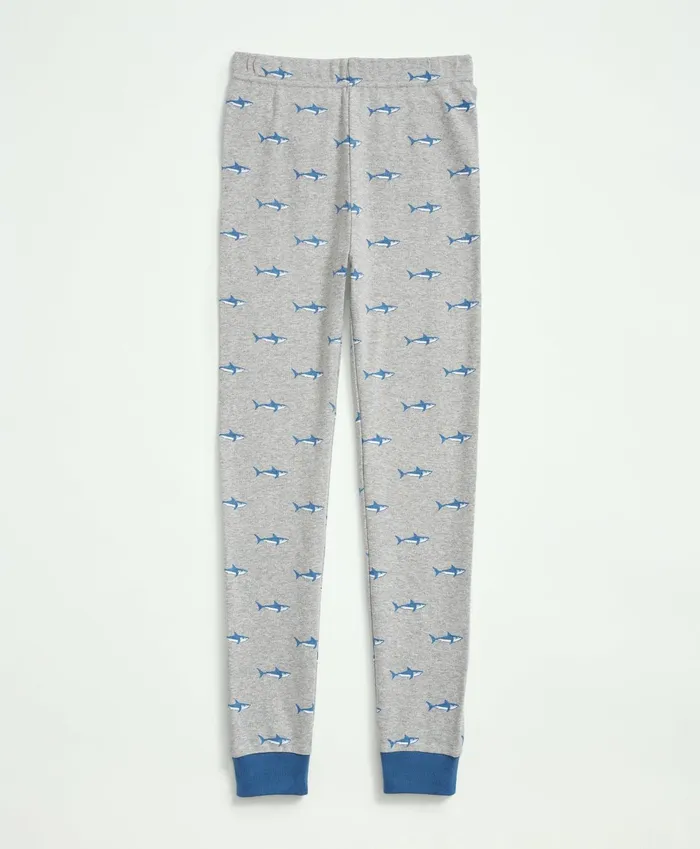 Kids Kids Cotton Printed Pajama Set Grey Heather Brooks Brothers Pajamas