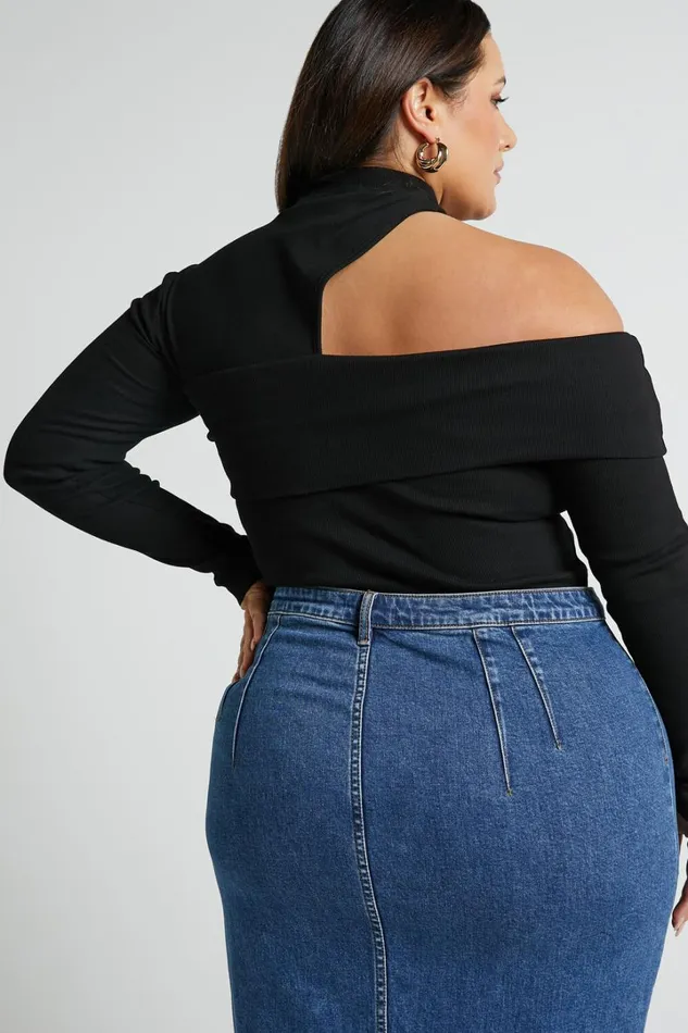 Kiefer Top 8211 Asymmetric Long Sleeve Cutout Top In Black Women Showpo Tops
