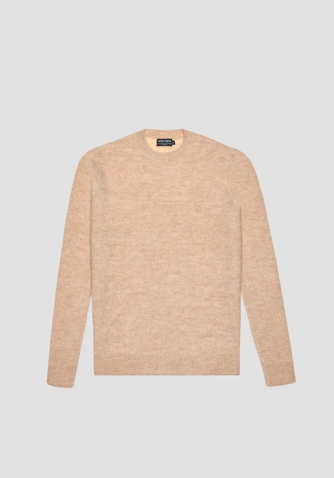 Knitwear Men Antony Morato Regular Fit MelangeEffect Wool Blend Jumper Beige Melange