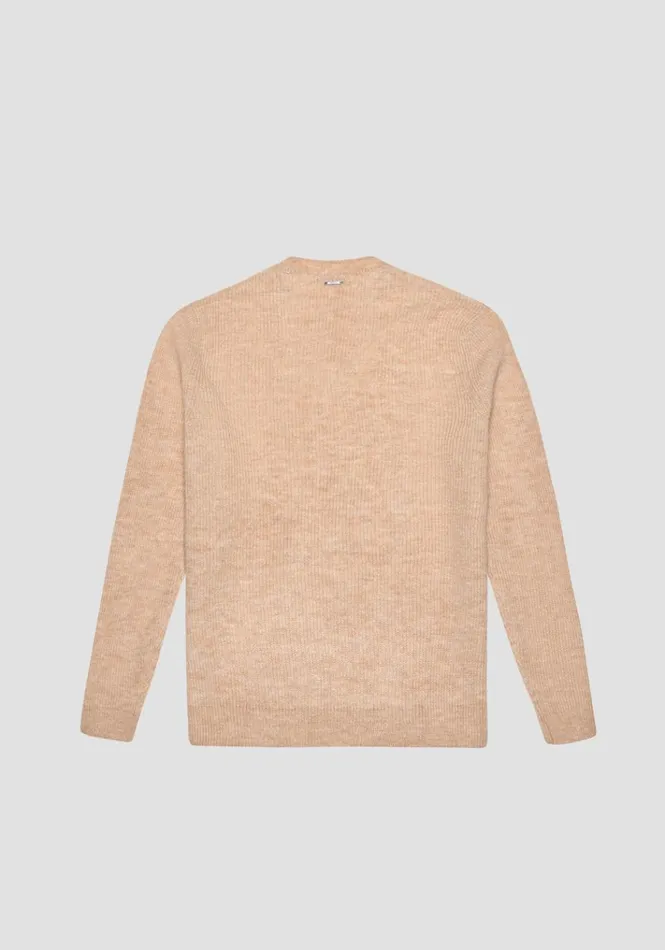 Knitwear Men Antony Morato Regular Fit MelangeEffect Wool Blend Jumper Beige Melange