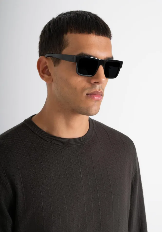 Knitwear Men Antony Morato Regular Fit Sweater In Green Viscose Blend Textured Jacquard Dark Olive Green
