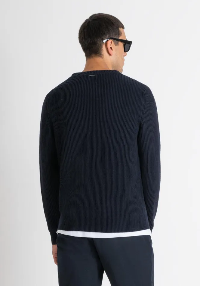 Knitwear Men Antony Morato Regular Fit Sweater In Wool Blend Blue Ink