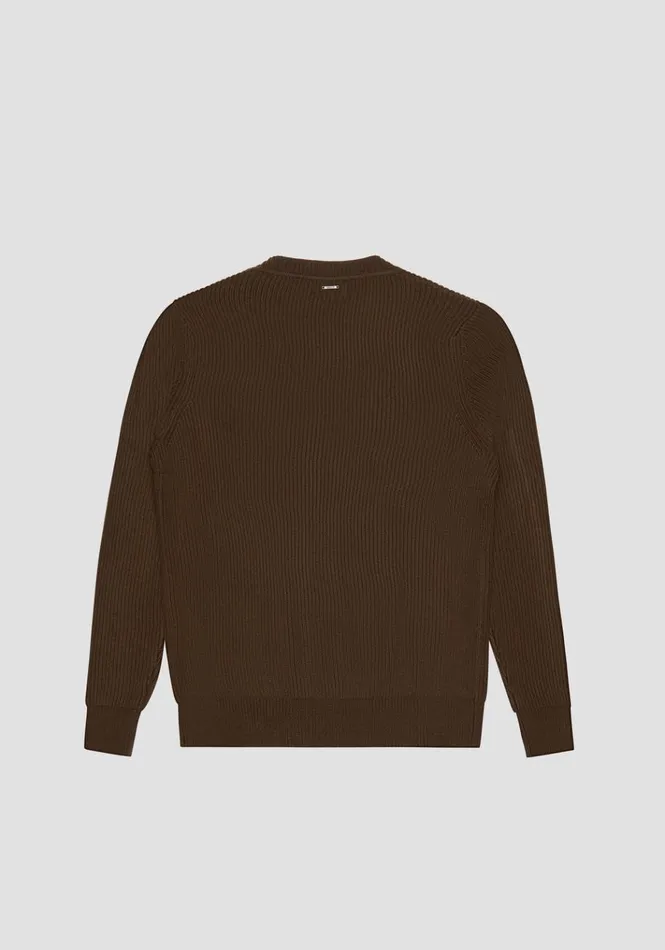 Knitwear Men Antony Morato Regular Fit Sweater In Wool Blend Yarn Rib Knitstitch Dark Tobacco