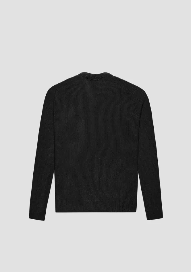 Knitwear Men Antony Morato Regular Fit Sweater In Wool Mohair Blend Yarn Rib Knitstitch Black