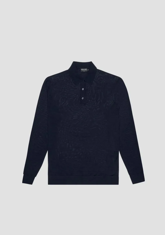 Knitwear Men Antony Morato Regular Fit Sweater With Collar In Wool Blend Blue Ink