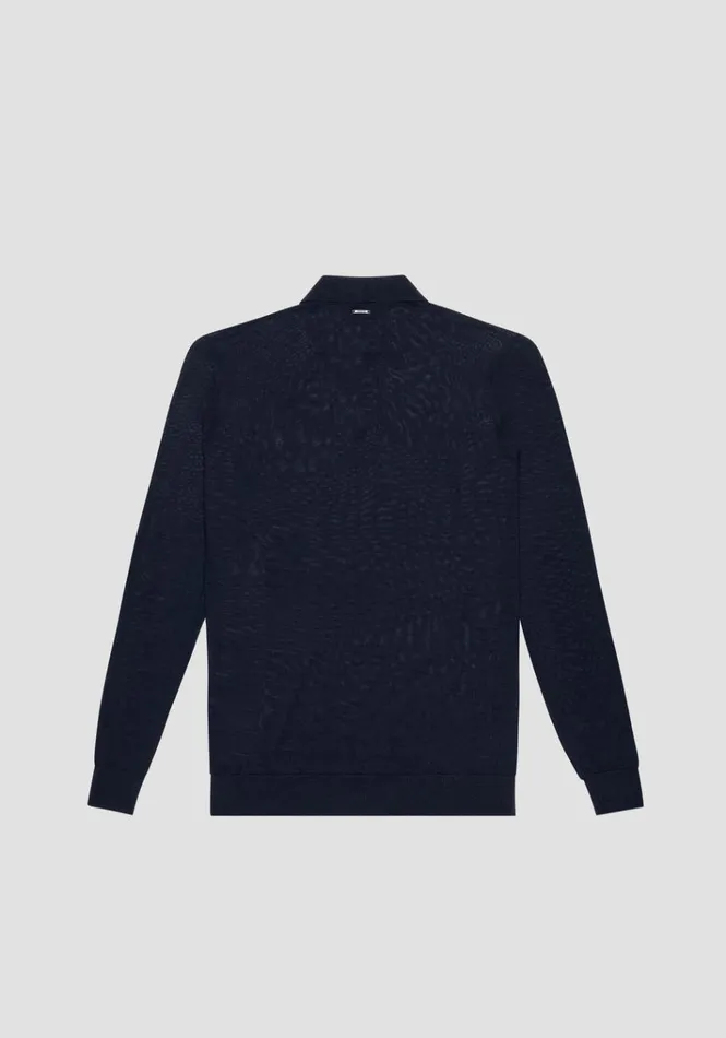 Knitwear Men Antony Morato Regular Fit Sweater With Collar In Wool Blend Blue Ink