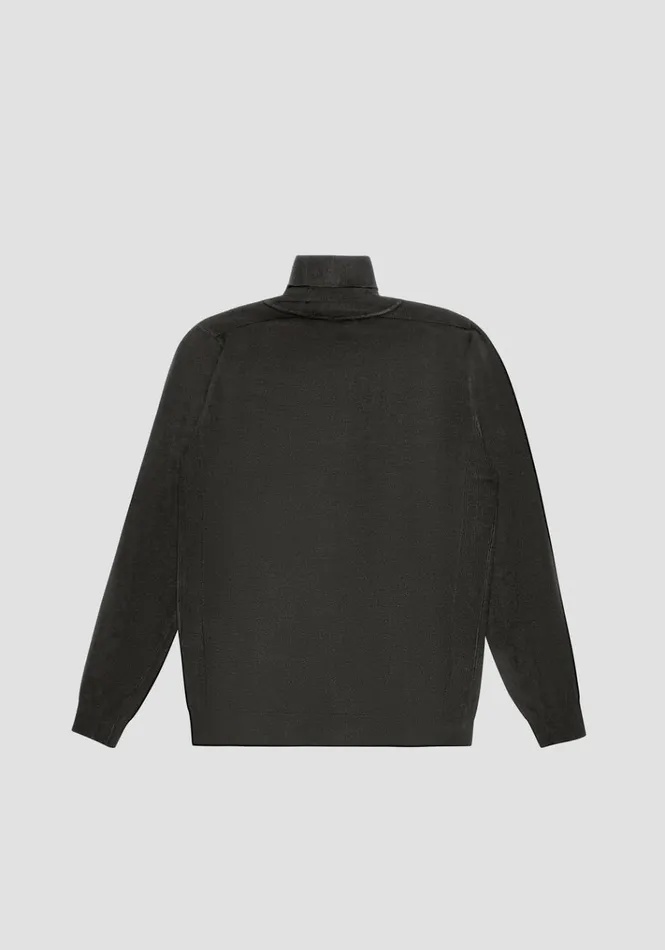 Knitwear Men Antony Morato Slim Fit Viscose Blend Yarn Jumper With Logo Patch Dark Olive Green