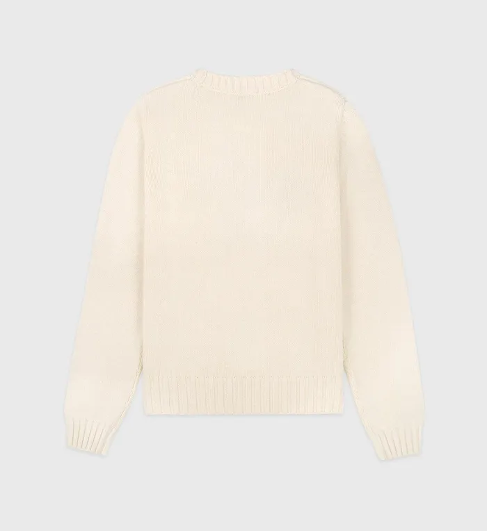 Knitwear Women Sporty and Rich NY Health Crest Knitted Sweater 8211 CreamMerlotGold