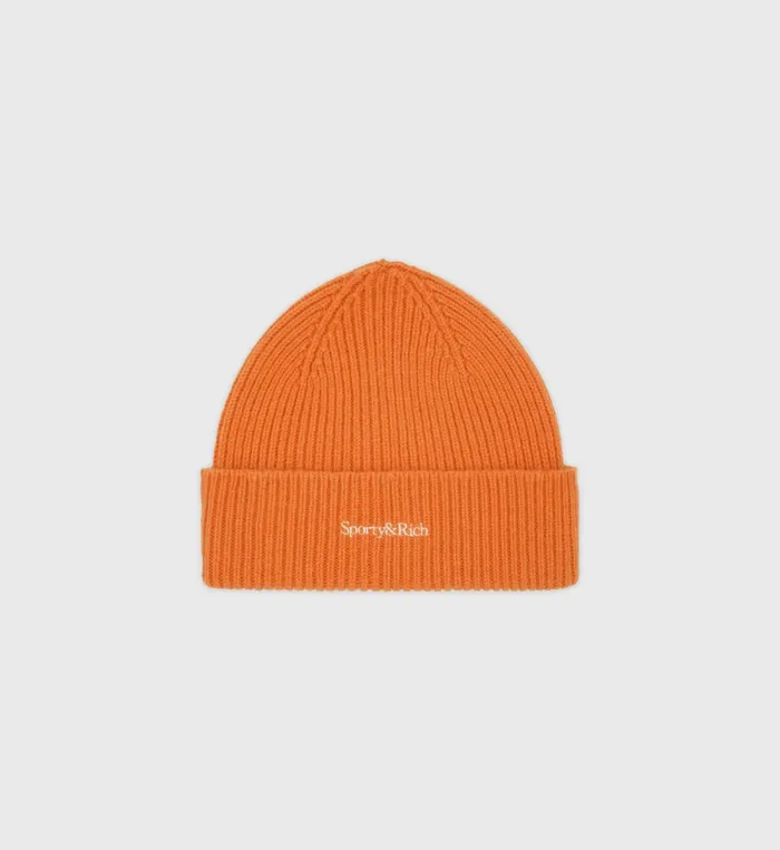 Knitwear Women Sporty and Rich Serif Logo Beanie 8211 Turmeric