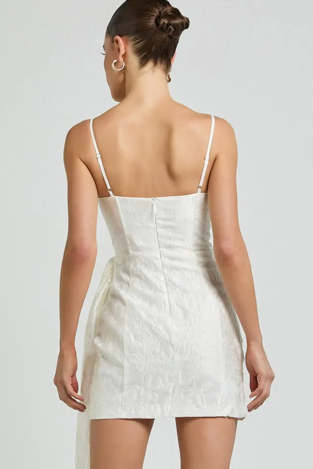 Laine Mini Dress 8211 Jacquard Draped Dress In White Women Showpo Dresses