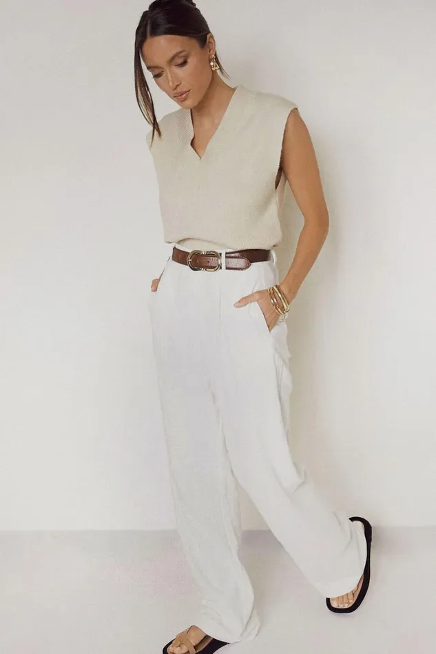 Larissa Trousers 8211 Linen Look Mid Waisted Relaxed Straight Leg Trousers In White Women Showpo Pants Larissa Trousers 8211 Linen Look Mid Waisted Relaxed Straight Leg Trousers In White Women Showpo Pants