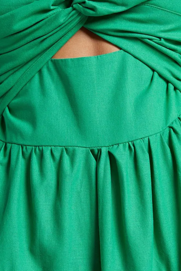 Leticia Midi Dress 8211 Twist Front Tie Strap Tiered Dress In Green Women Showpo Conscious