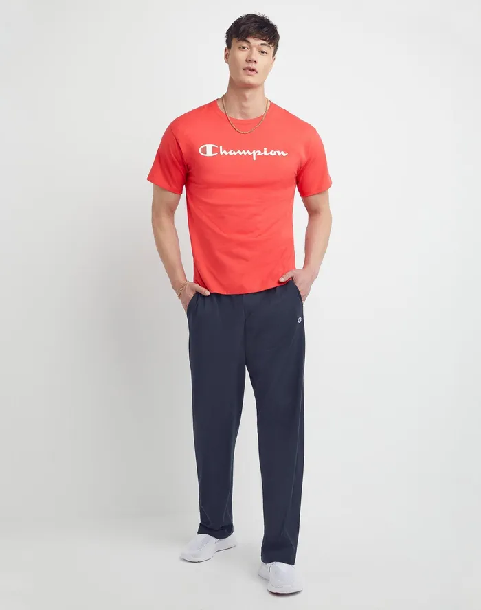 Lightweight Lounge Pants OpenHem C Logo 325034 Navy Men Champion Pants and Joggers