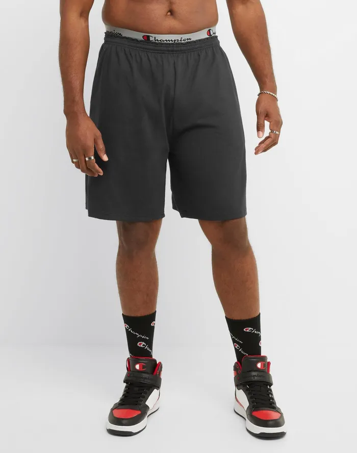 Lightweight Lounge Shorts C Patch Logo Big and Tall Black Men Champion Shorts