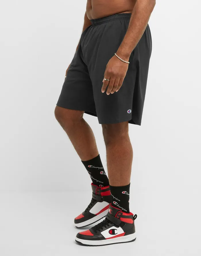 Lightweight Lounge Shorts C Patch Logo Big and Tall Black Men Champion Shorts